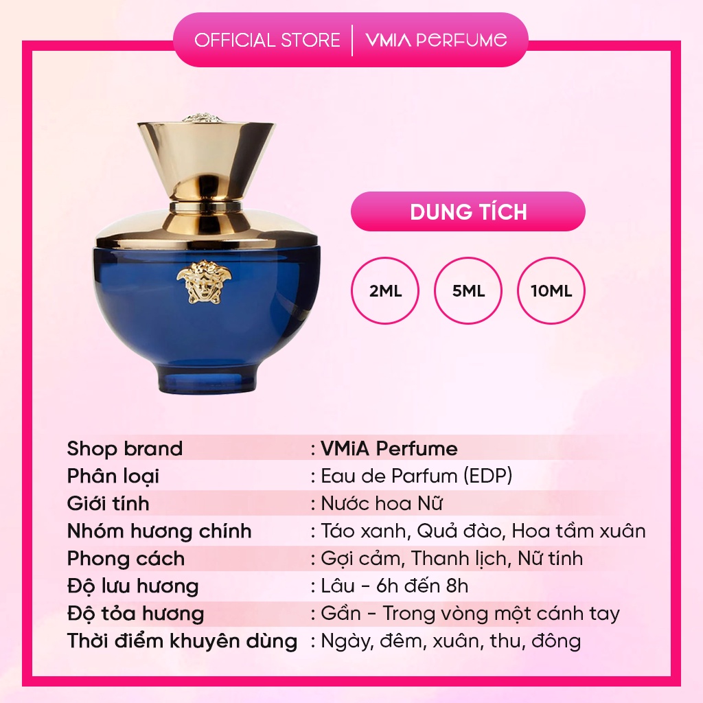 Nước hoa Nữ Versace Dylan Blue Pour Femme mẫu thử 2ml 5ml 10ml