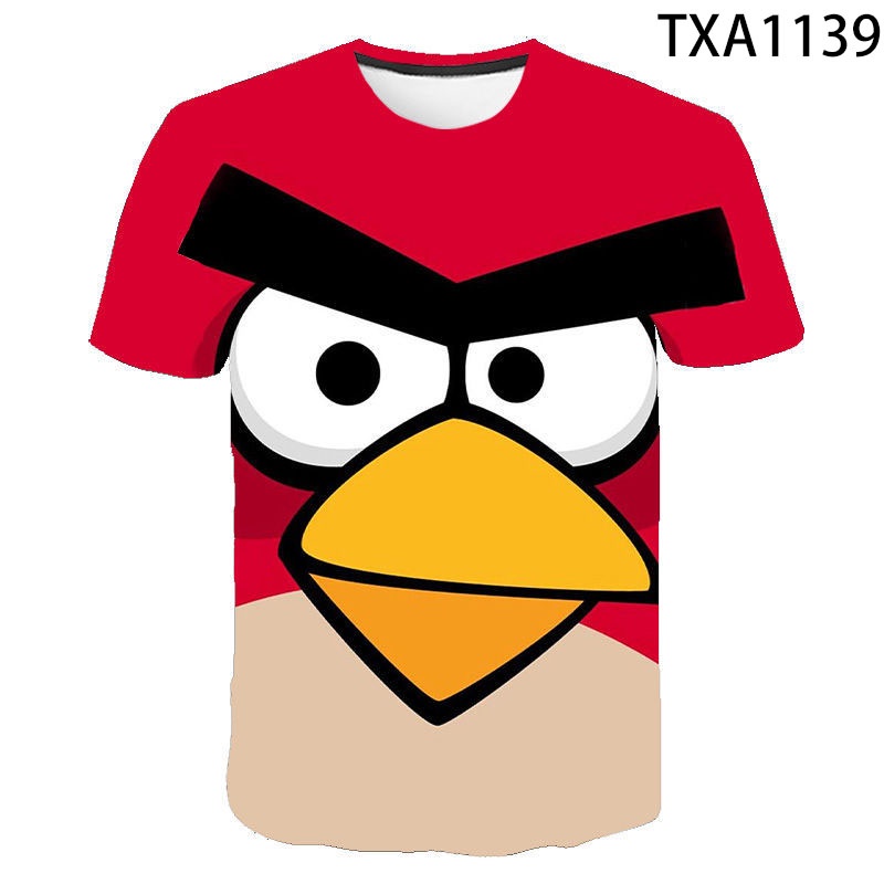 Áo Thun Ngắn Tay In Hình Angry Birds 3D HD Thời Trang Mùa Hè 2022 Dành Cho Nam Và Nữ