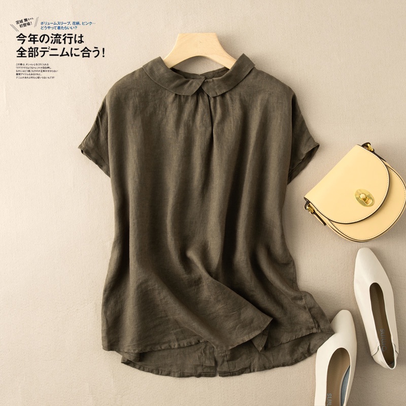 Áo cotton lanh tay ngắn thời trang