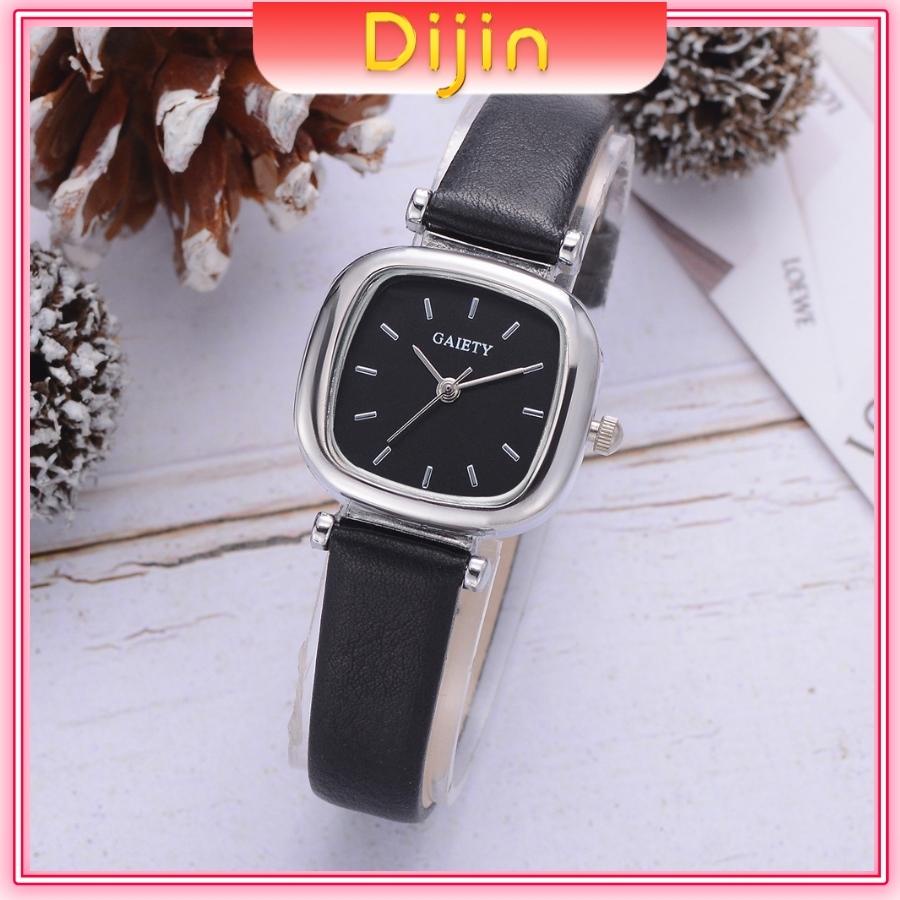Đồng hồ nữ đeo tay chính hãng mặt vuông dây da đẹp giá rẻ Dijin TT01