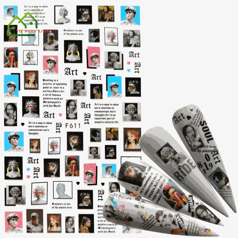 Miếng dán trang trí móng tay họa tiết chữ nghệ thuật sáng tạo