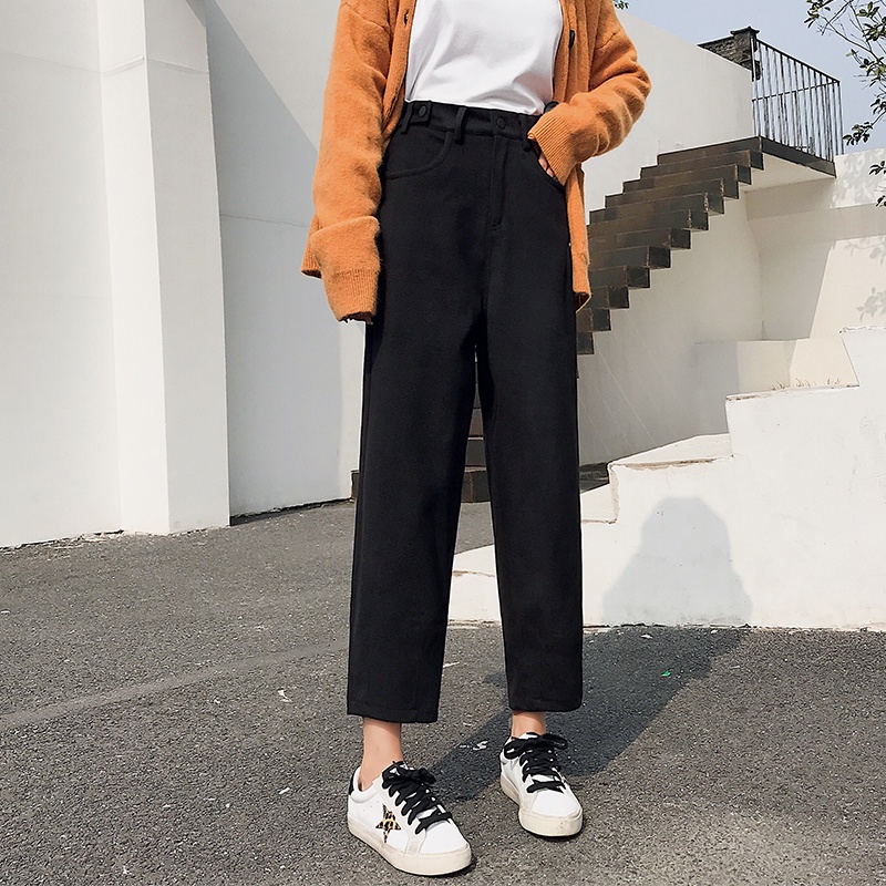 NRVP Quần Len Dài Ống Rộng Phong Cách Hàn Quốc