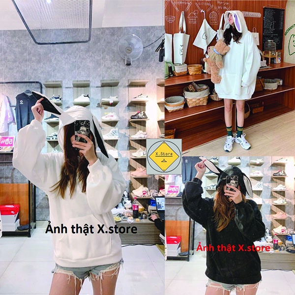 Áo Hoodie Nam Nữ Tai Thỏ 2 Màu Có Ảnh Thật Tự Chụp - Áo Thu Đông Chất Nỉ Mềm Mịn Hottrend 2021 Unisex X.Store