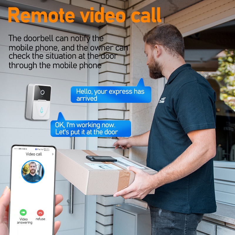 Chuông Cửa WiFi Thông Minh Không Dây Có Camera Thu Âm