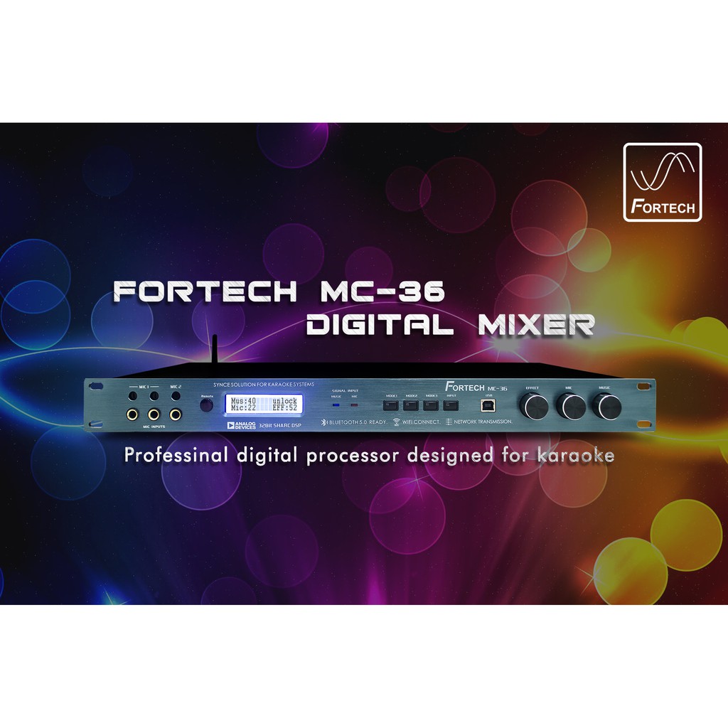 🔴 Vang số - Mixer digital karaoke Fortech MC-36 cao cấp, chống hú tuyệt đối, âm thanh đỉnh cao, công nghệ DANTE hiện đại