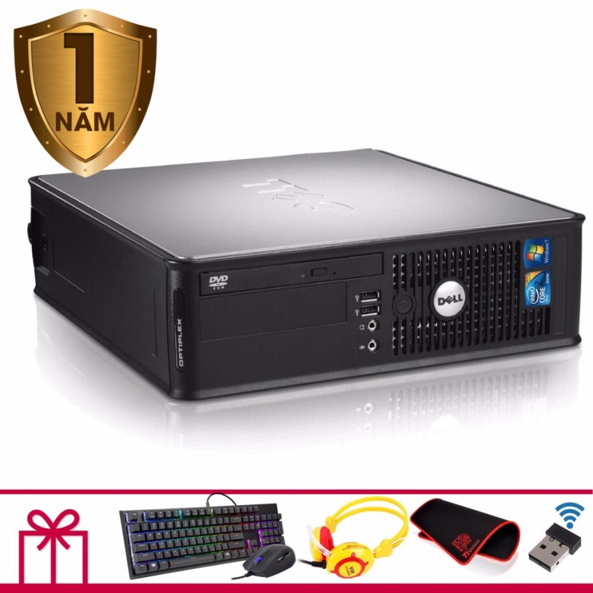 Máy tính văn phòng Dell Optiplex 745 SFF (Core 2 Duo E6600, Ram 4GB, SSD 120GB) + Quà Tặng - Hàng Nhập Khẩu