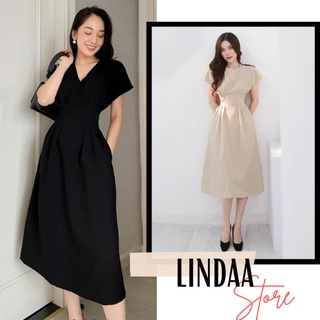 Đầm dự tiệc midi xếp ly eo cổ eunha dress