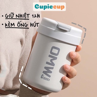 Bình Giữ Nhiệt 12h 400ml Kèm Ống Hút, Inox 304 Nắp Bật Phong Cách Hàn Quốc COC004