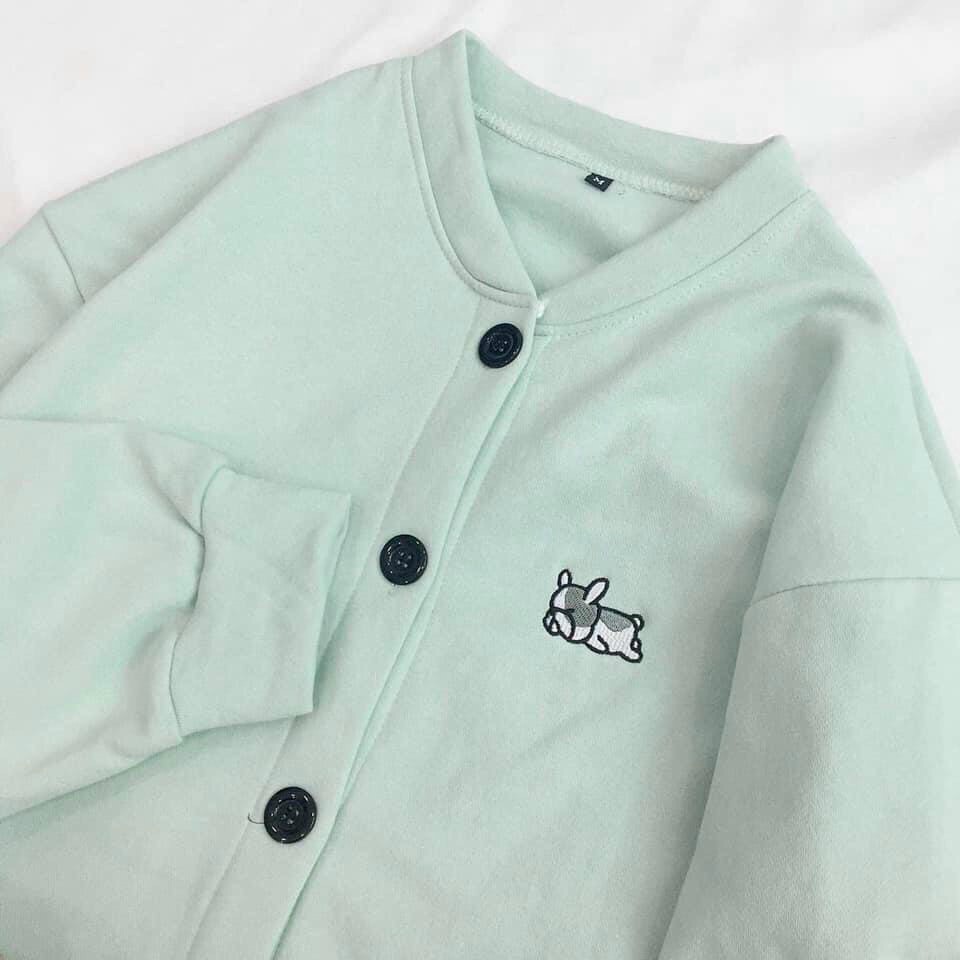 Áo Khoác Nỉ Cardigan Ulzzang Thêu Cún Cực Xinh Form Rộng | BigBuy360 - bigbuy360.vn