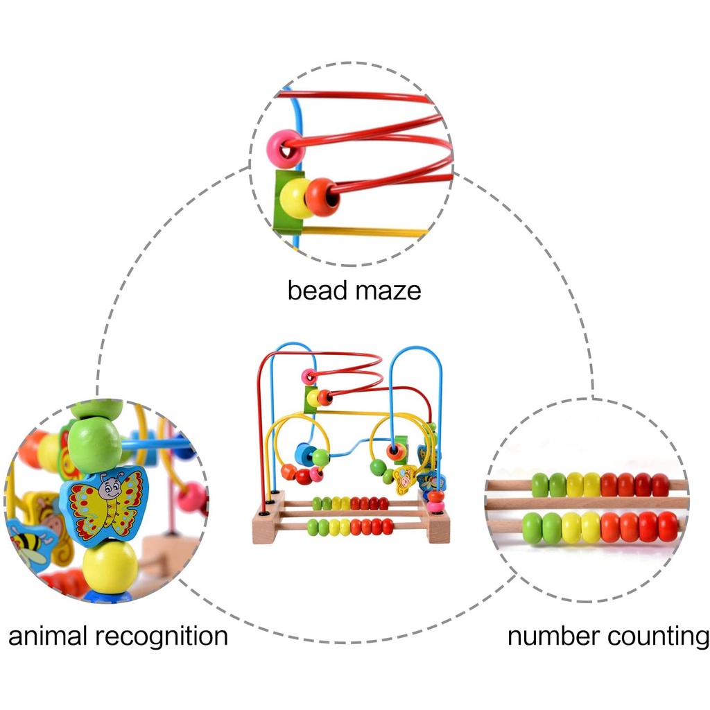 Đồ Chơi Mê Cung Hạt Gỗ Nhiều Màu Sắc Giáo Dục Sớm Cho Bé