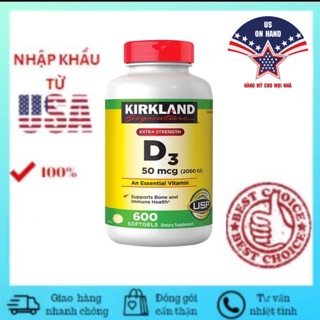 Thực phẩm bổ sung Vitamin D3 Kirkland D3 (600 viên) – Hàng Mỹ