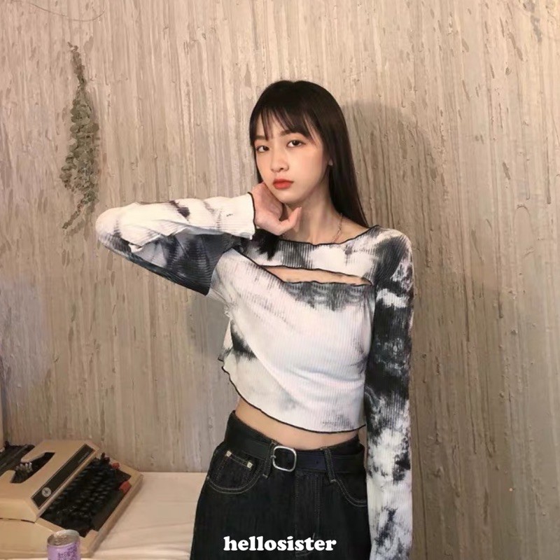 [link tạm khách IG đặt] hellosister - Áo Tie Dye Xám