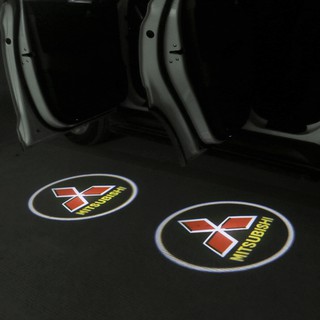 【Có hàng sẵn】FREE PIN Bộ 2 đèn led cảm biến chiếu logo gắn cửa xe ô tô  MITSUBISHI