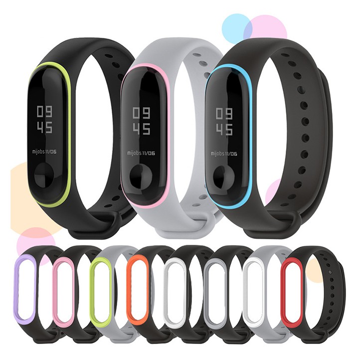 dây thay thế cho Xiaomi Miband 3 / MIband 4 Mijobs viền màu (không kèm Miband 3 / 4)