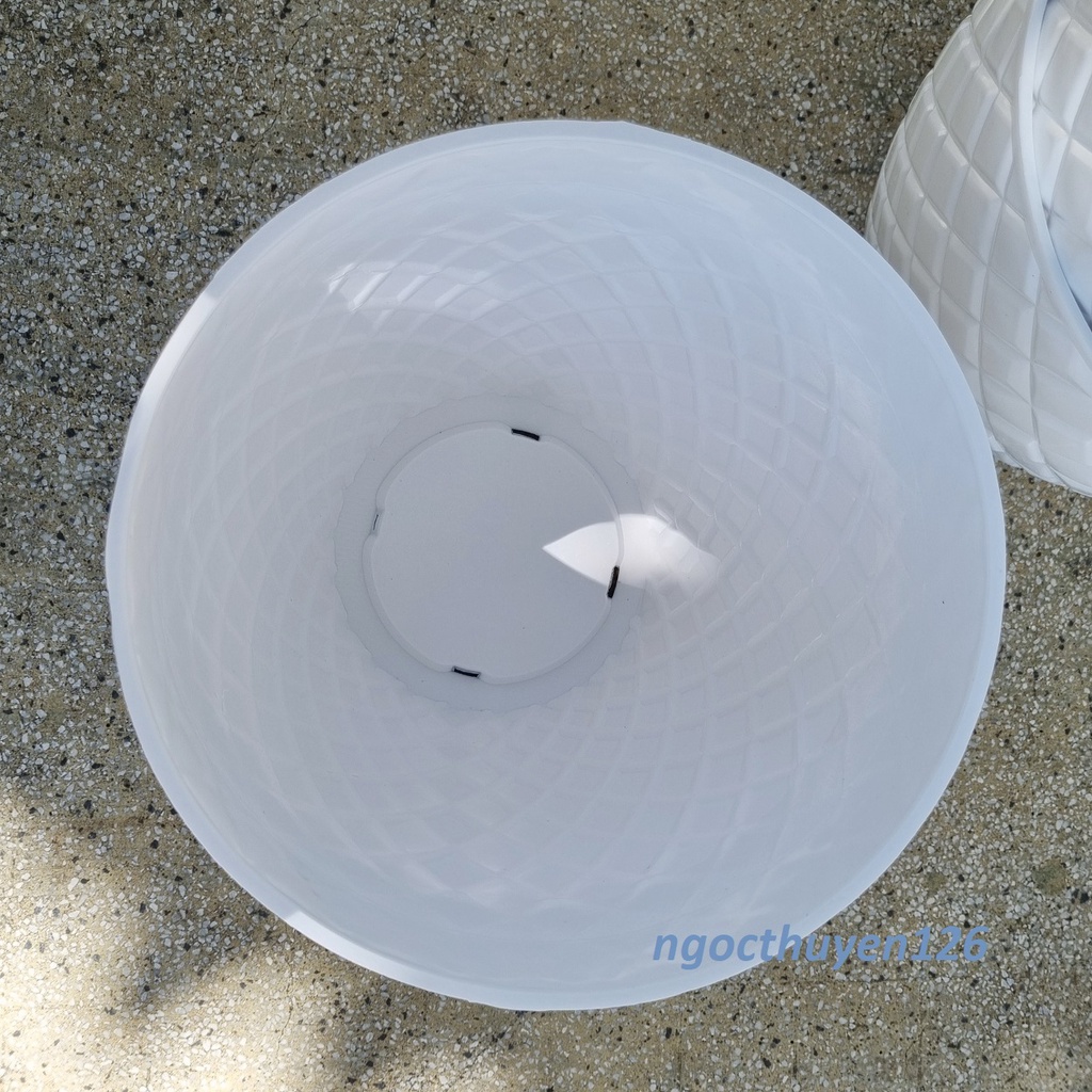 Bộ 02 chậu trái thơm trồng hoa màu trắng nhựa dày đẹp size trung 21x19x13cm