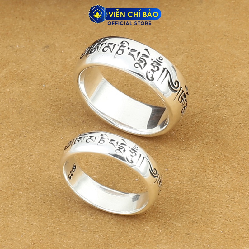 Nhẫn bạc nam Lục Tự Đại Minh Chân Ngôn bản trơn nhiều size chất liệu bạc Thái S925 thương hiệu Viễn Chí Bảo N100015