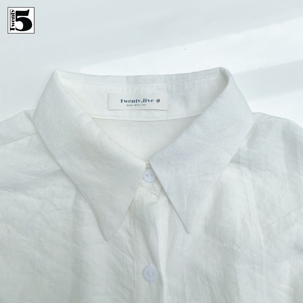 Áo sơ mi nữ công sở nhún sườn tay cánh dơi chất cotton nhăn Twentyfive TA6