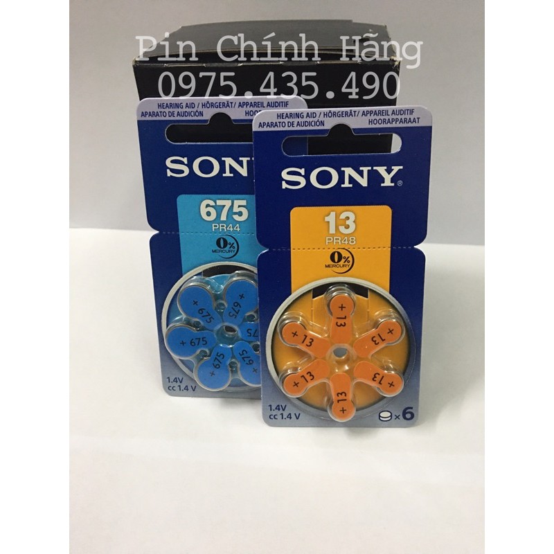 Pin Trợ Thính Sony 675 PR44 / 13 Pr48 Chính Hãng 1 Vỉ 6 Viên