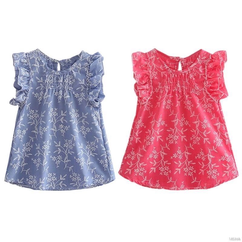 Đầm xòe họa tiết hoa lá xinh xắn cho bé gái