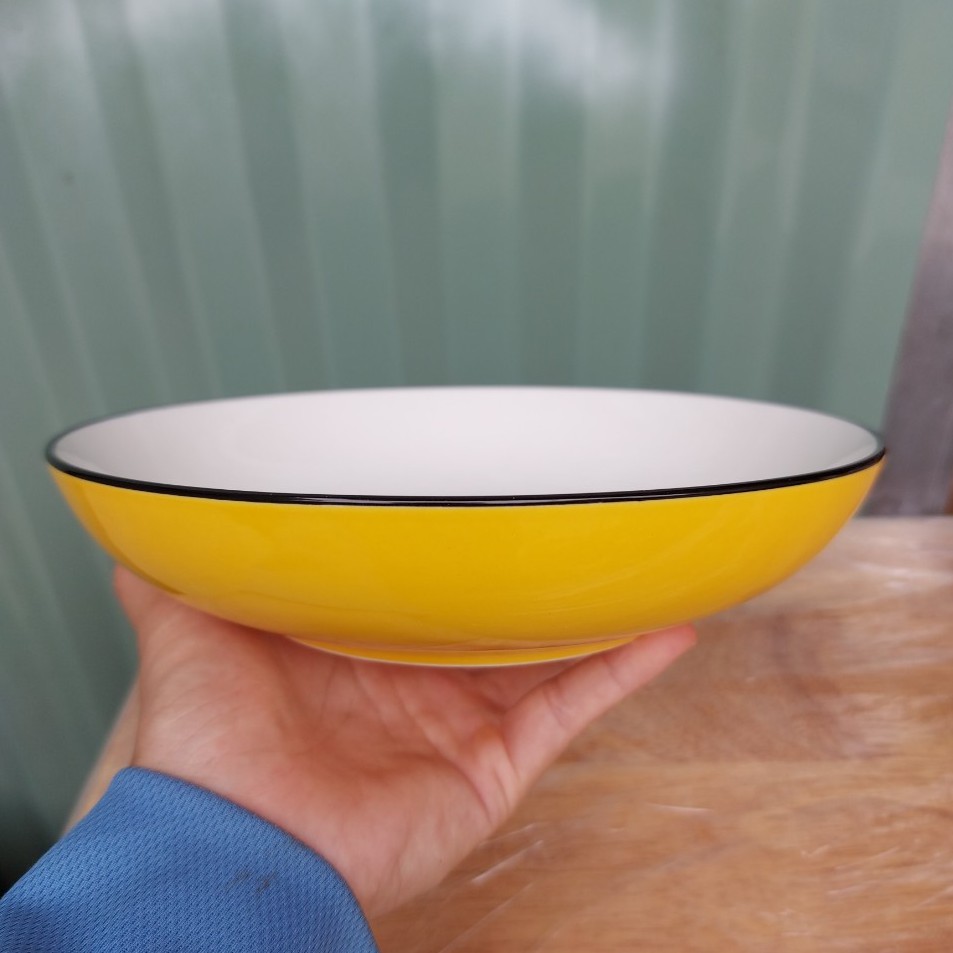 Đĩa sứ pastel cao cấp siêu đẹp tráng men vàng 21cm
