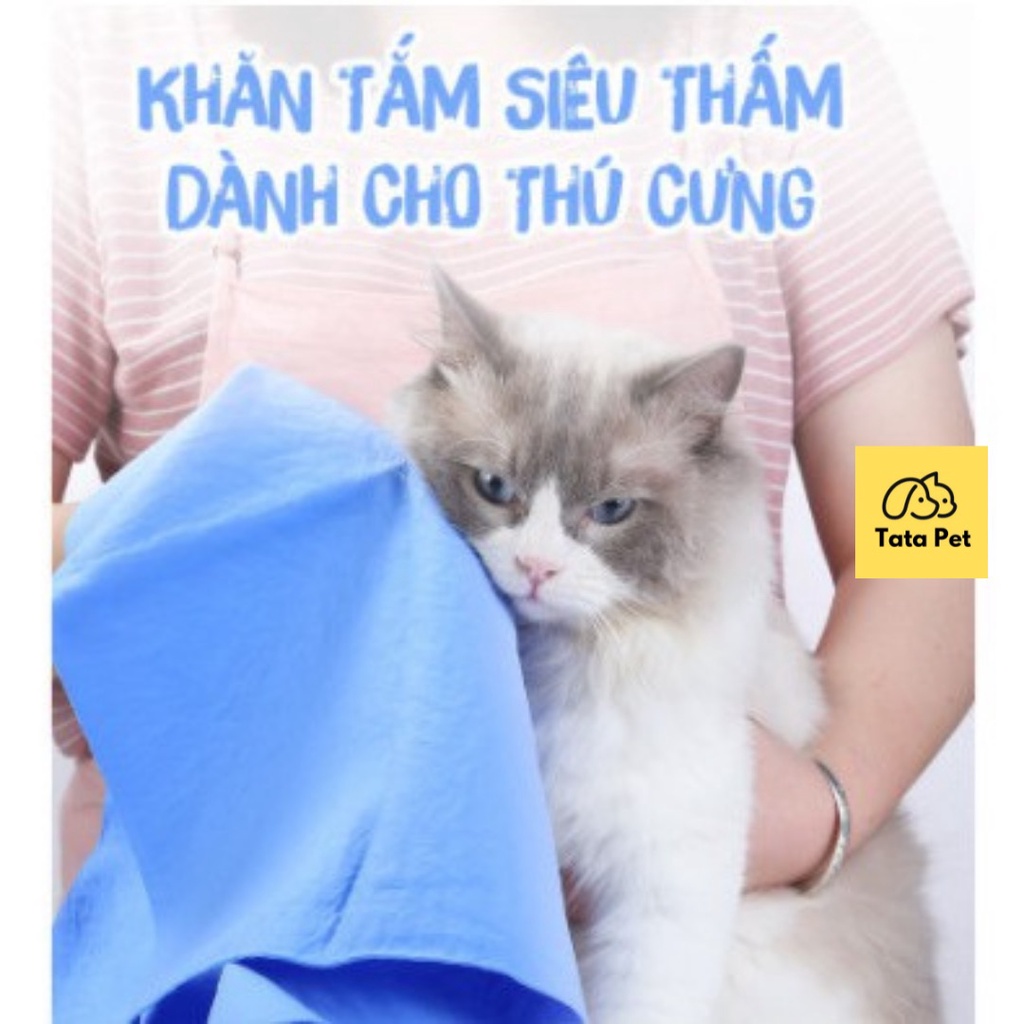 Khăn tắm siêu thấm dành cho chó mèo - CLEAN CHAM - loại dày có hộp size lớn 66x43