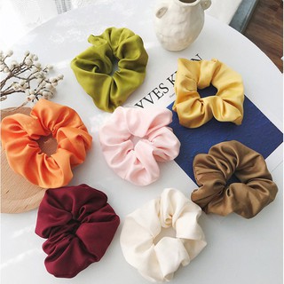 DÂY BUỘC TÓC SCRUNCHIES MÀU TRƠN VINTAGE LỤA
