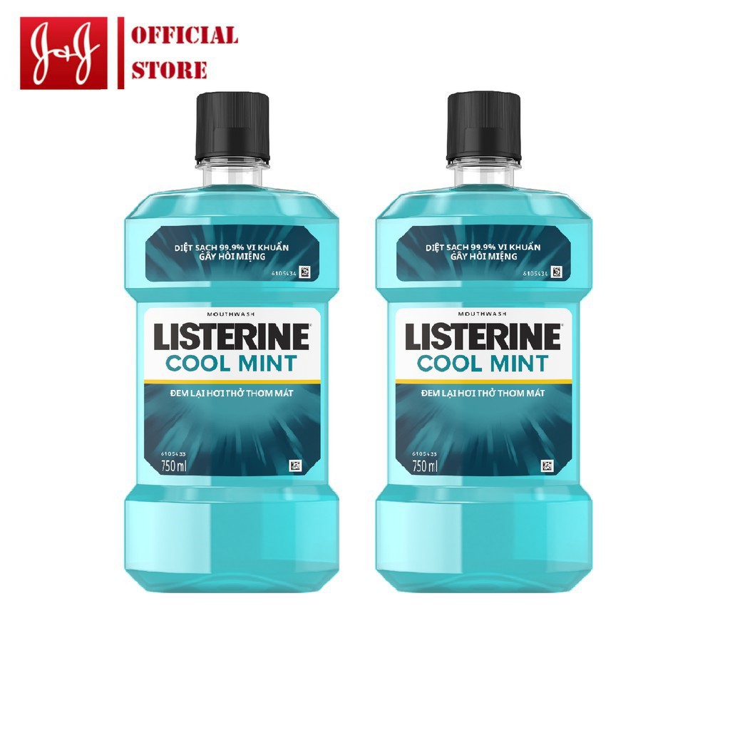 (Giá sốc) Bộ 2 chai nước súc miệng Listerine Coolmint 750ml x2