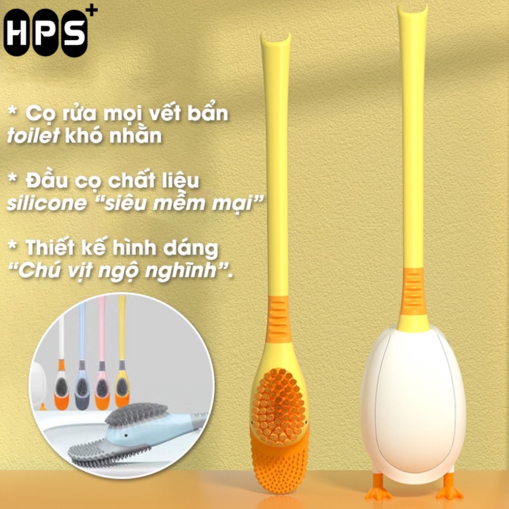 Cây cọ rửa bồn cầu toilet gắn tường | Bàn chải vệ sinh hình chú vịt ngộ nghĩnh,chất liệu silicon siêu mềm mại