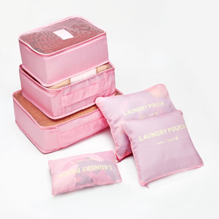 Bộ túi du lịch 6 túi secret pouch travel trơn, TRƠN