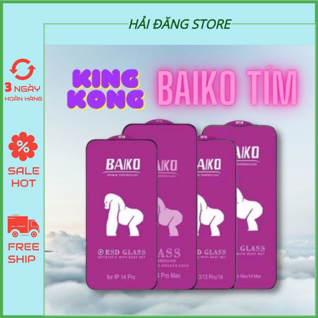 Kính Cường Lực  Baiko Tím ESD Full Màn Chống Bụi-Miếng Dán Màn Hình  6/7/8/7plus/8plus/x/xs/11/11/12/13/pro/promax