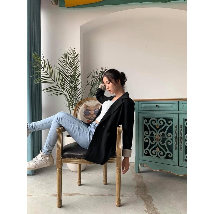 Áo blazer nữ dài tay 2 lớp mẫu mới phong cách Hàn Quốc, Áo vest nữ khoác ngoài BLZ102