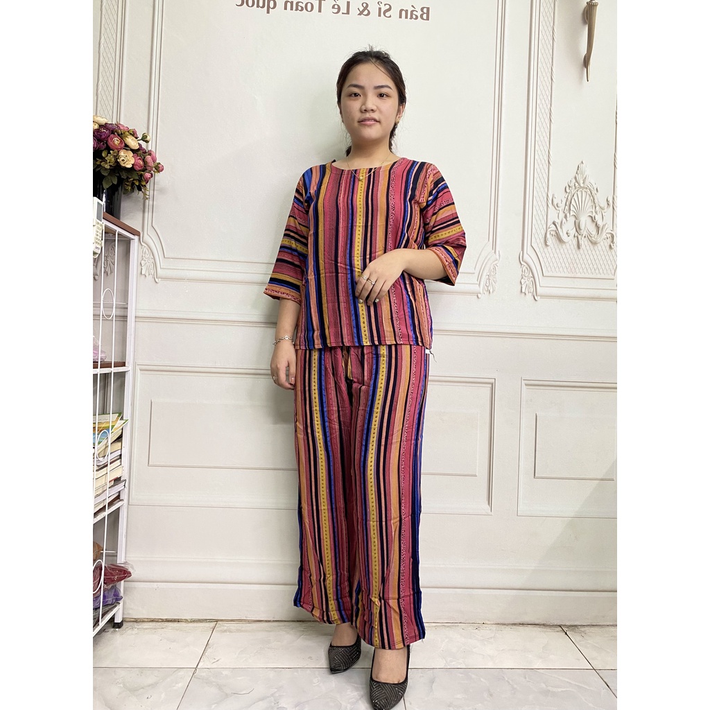 Bộ Lanh 3D Trung Niên - Bộ lanh quần Dài Tay Lỡ Cho Mẹ Cho bà Chất đẹp
