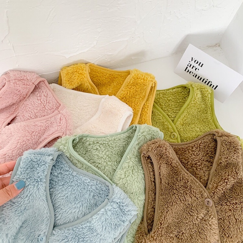 Áo ghile lông Quảng Châu cho bé- Ghile lông mềm mịn, siêu nhẹ giữ ấm ngực cho bé