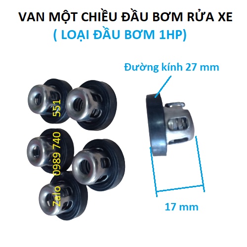 Bộ 6 van một chiều đầu máy bơm 1HP rửa xe, phun thuốc  -Đầu rửa xe dây cô doa động cơ 1.1-1.5 kw