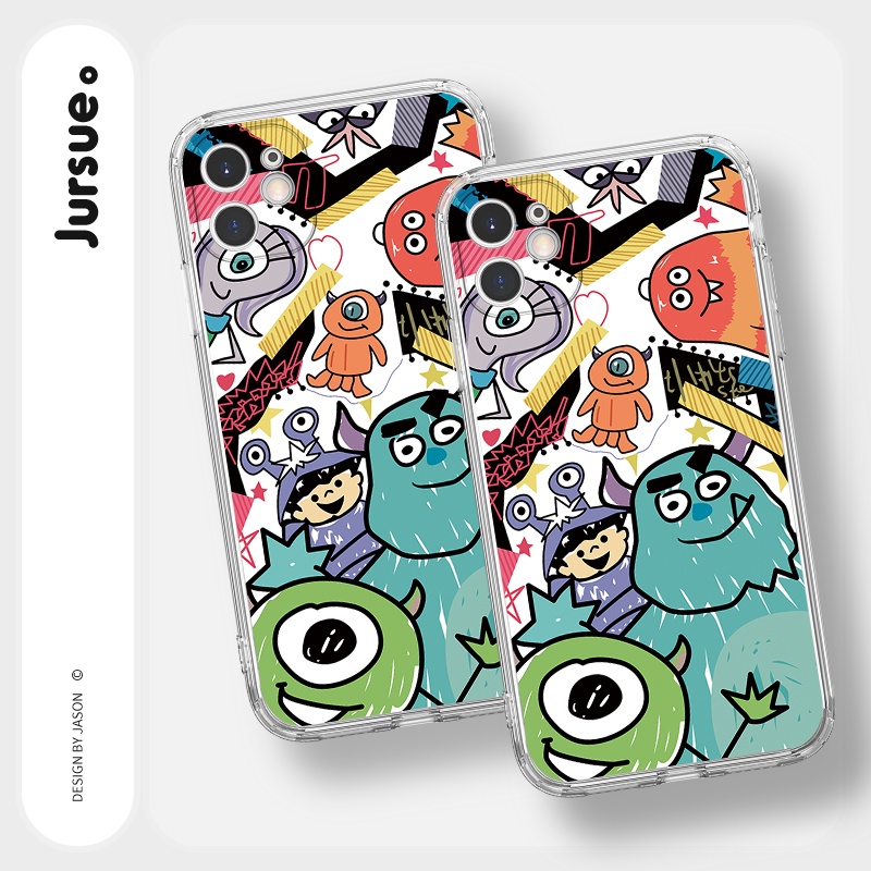 Ốp lưng JURSUE viền vuông hoạt hình dễ thương đẹp cho iPhone 13 12 11 Pro Max SE 2020 X XR XS ip 8 7 6 6S Plus kute Y112
