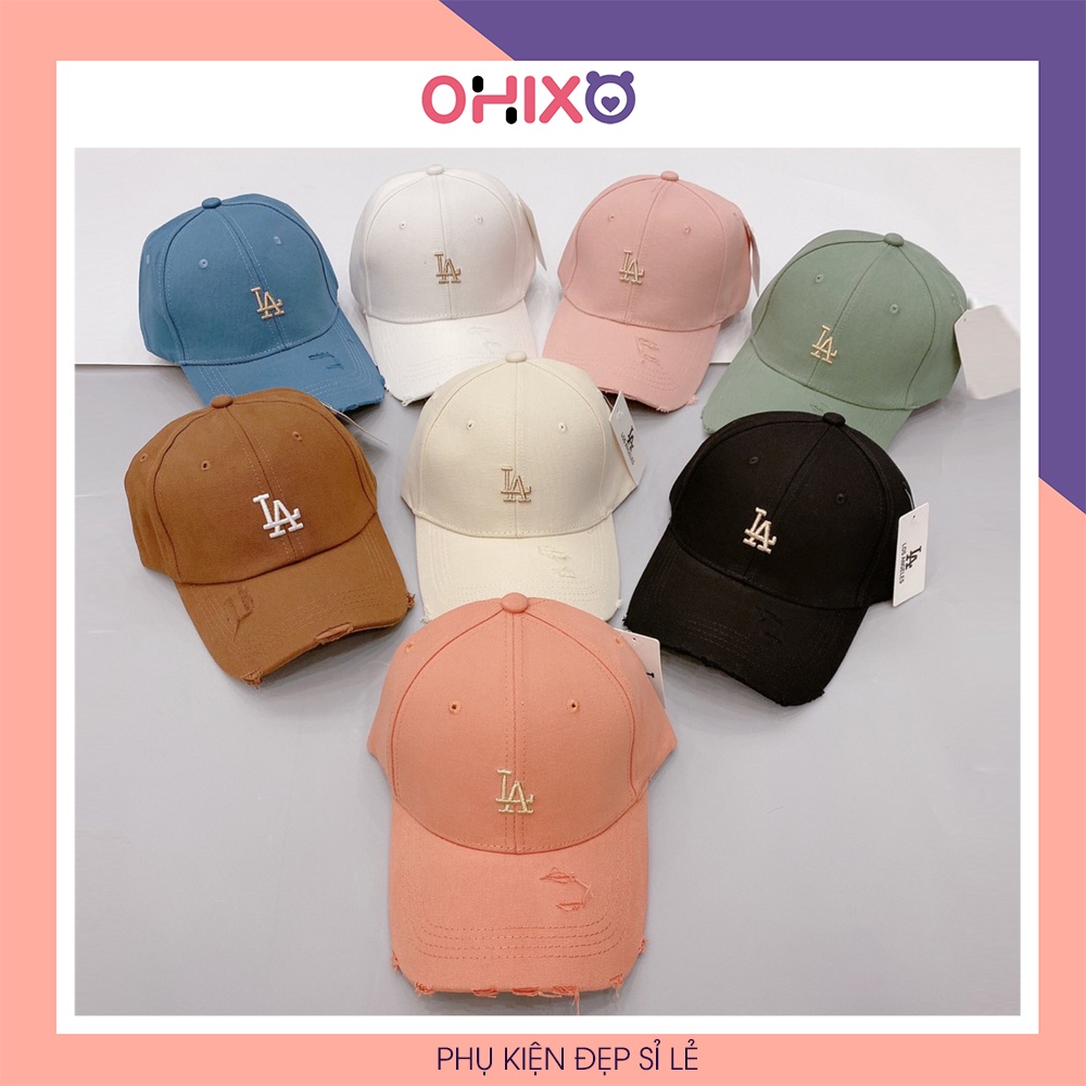 Mũ lưỡi trai nón kết LA thêu chữ rách bản xuất hàn cao cấp đơn giản thời trang phong cách ulzzang nhiều màu OHIXO LT20