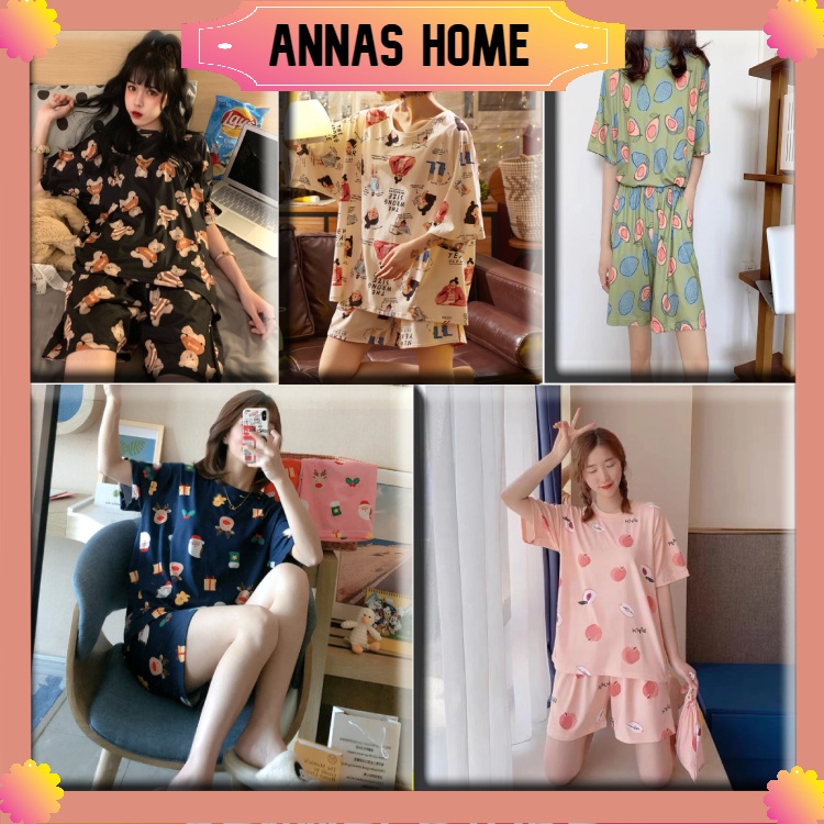 Bộ Đồ Ngủ Pijama Mặc Nhà, Thun Spandex In Hoạt Hình Áo Cộc Và Quần Ngắn Cute, Set Đồ Ngủ Dễ Thương, Đồ Bộ Nữ | BigBuy360 - bigbuy360.vn