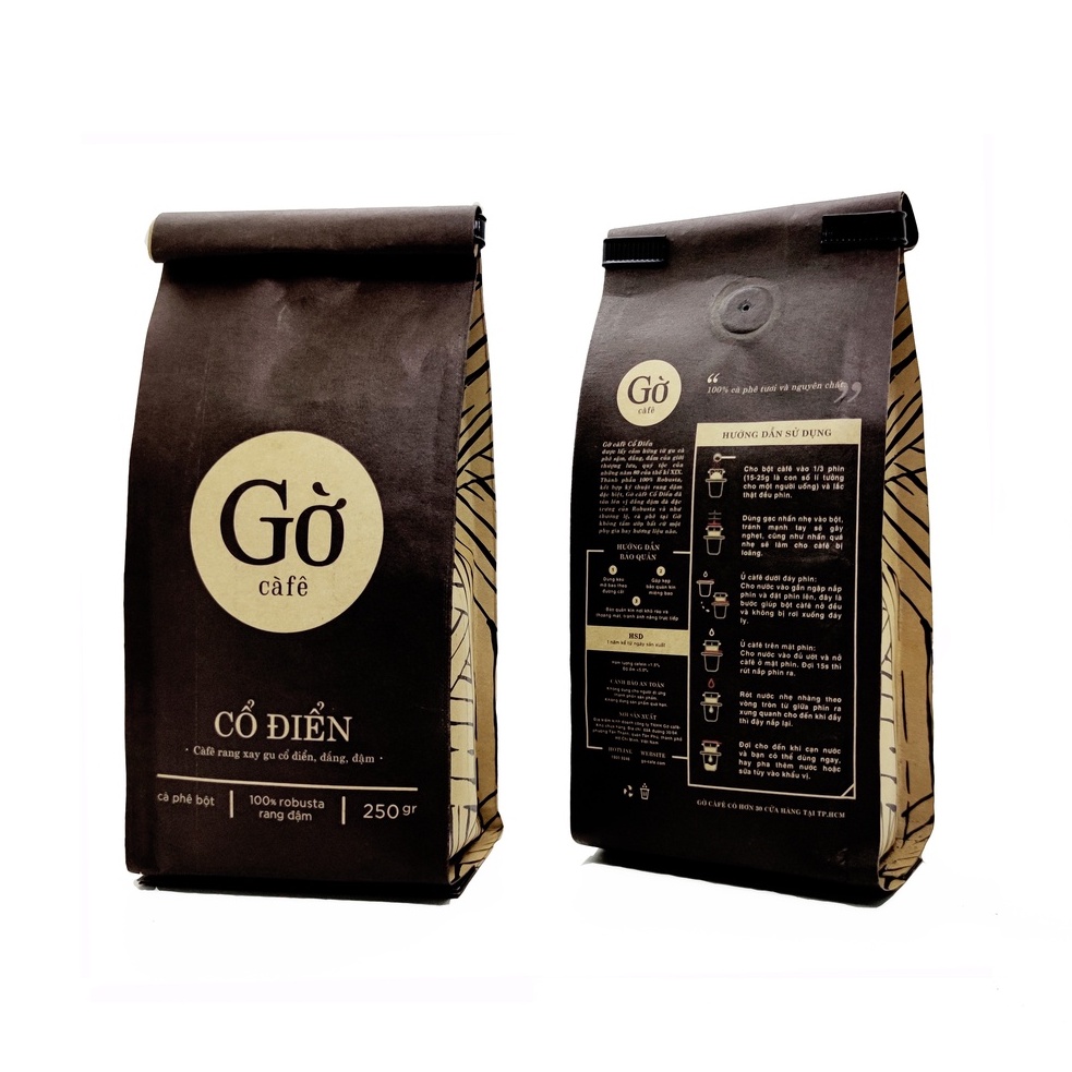 250GR- Gu CỔ ĐIỂN (đắng mạnh)- Cà phê bột rang xay nguyên chất Robusta rang đậm - Gờ cafe