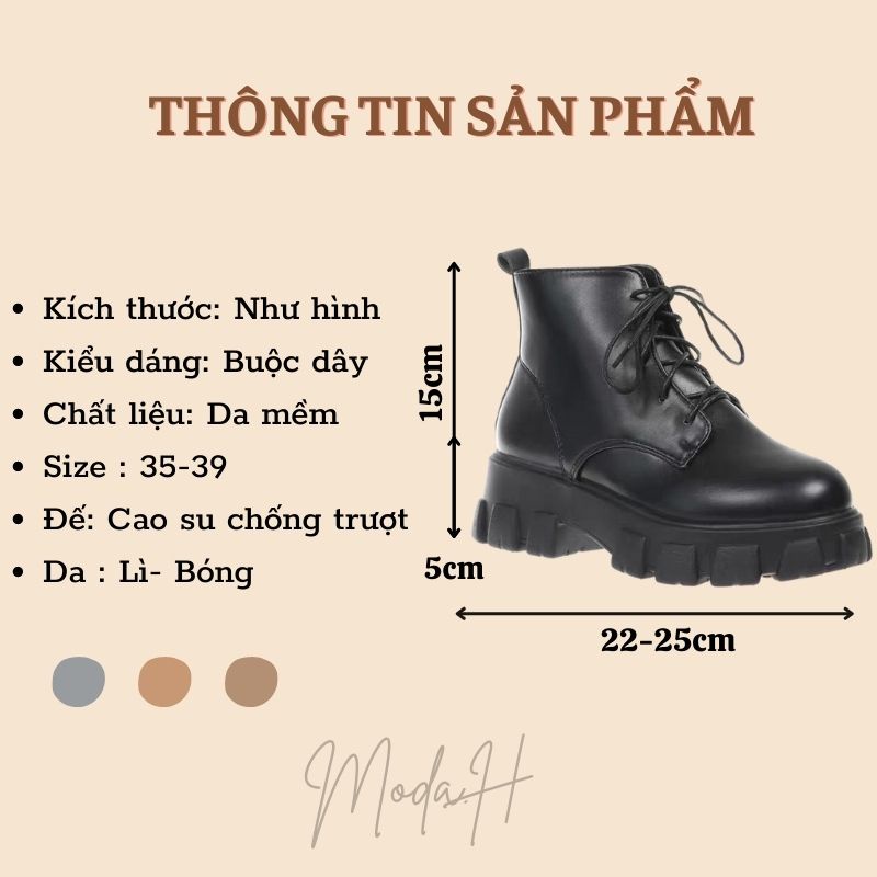 Giày Bốt Nữ Cổ Cao Giày Oxford Nữ Đế Cao Da Mềm Phong Cách Ullzang