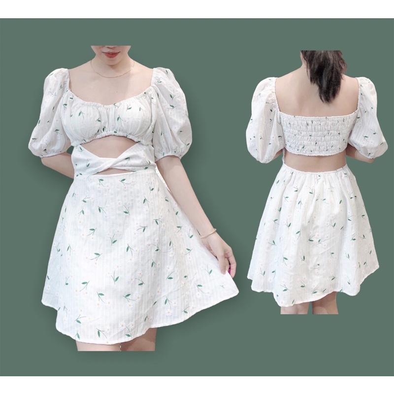đầm cutout hoa nhí cao cấp ảnh thật size lớn (thời trang bigsize Vicky g Anitagreen) QA02-0722