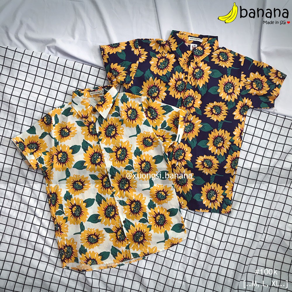 [Banana]- Áo sơ mi hoa hướng dương 01 (M, L, XL)
