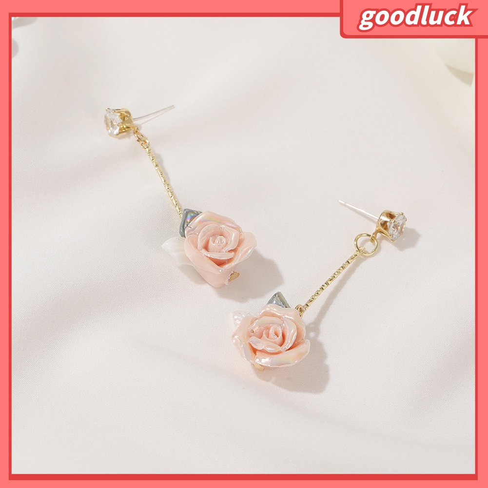 ps/Women Vintage Style Three-Dimensional Rose Eardrop Dangle Ear Stud Earrings
