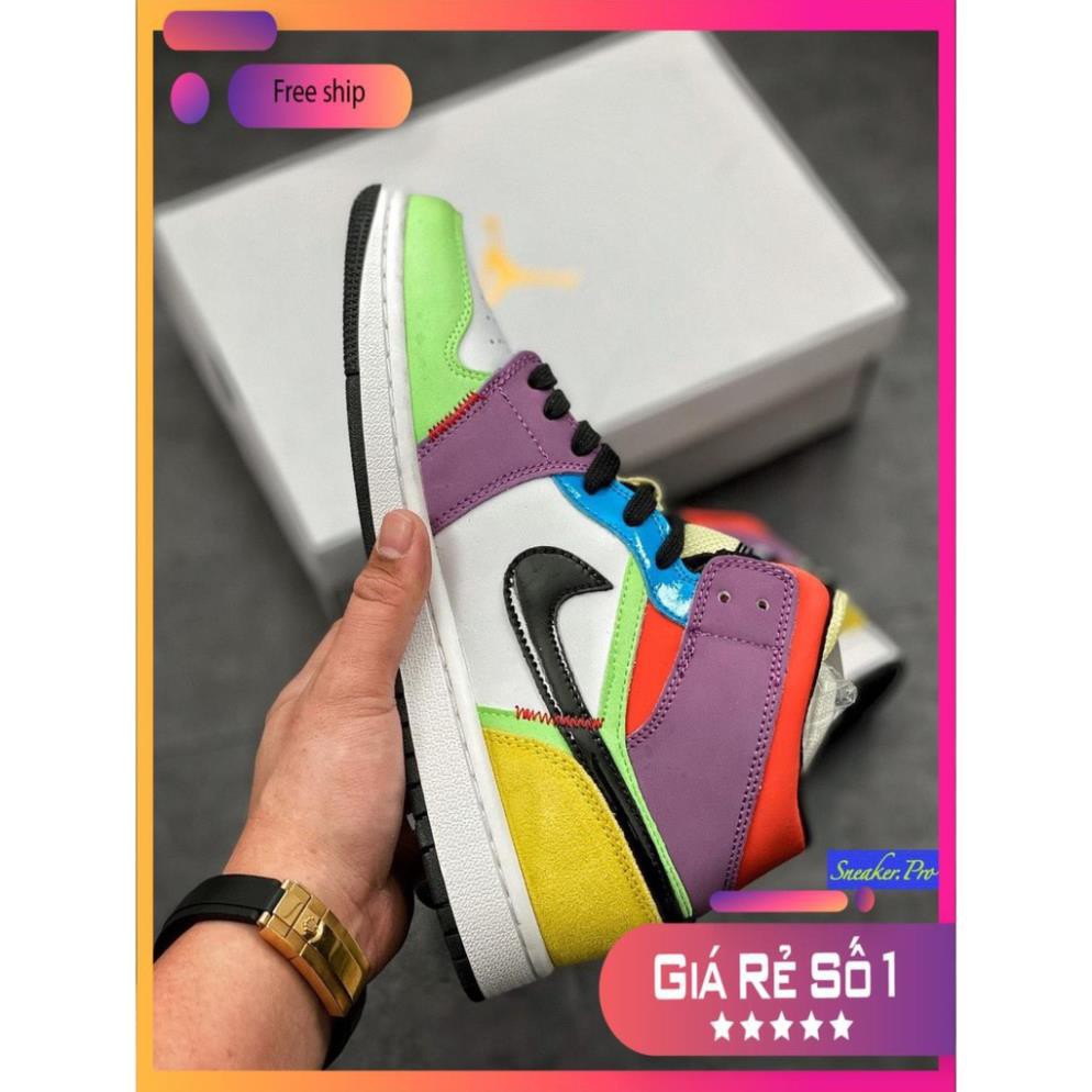 (FULL BOX + QUÀ TẶNG) Giày thể thao AIR Jordan 1 Mid SE Multi-Color (W) cổ cao siêu đẹp dành cho nam và nữ