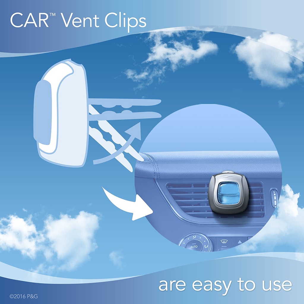 [Giá Sỉ USA] Nước hoa ô tô Febreze Air Freshener Car Vent Clips, có đầu kẹp gắn máy lạnh cho ô tô, xe hơi