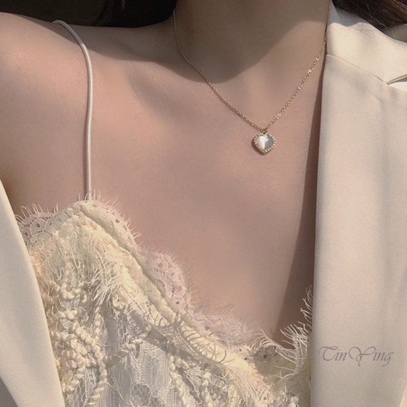 GETNOIVAS Vòng cổ hợp kim mặt hình trái tim phong cách cổ điển cho nữ