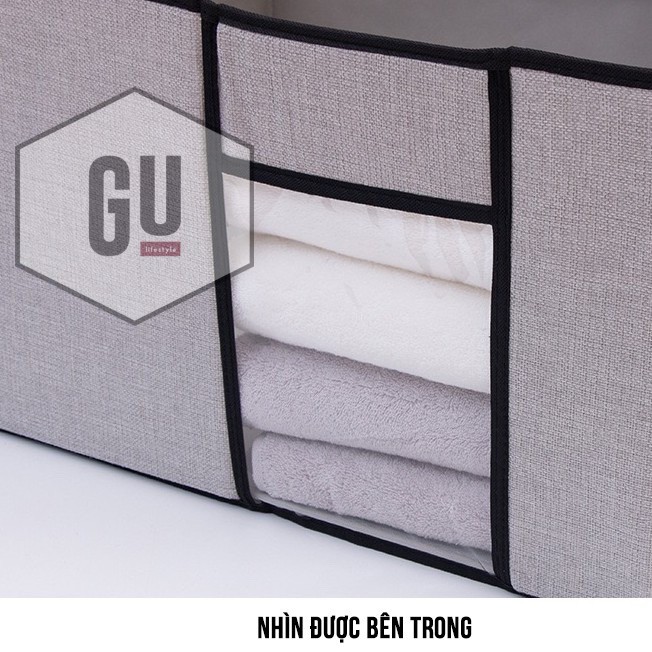 Thùng Đựng Quần Áo kiểu Nhật, vải cotton cứng cáp, size lớn, có thể gấp gọn