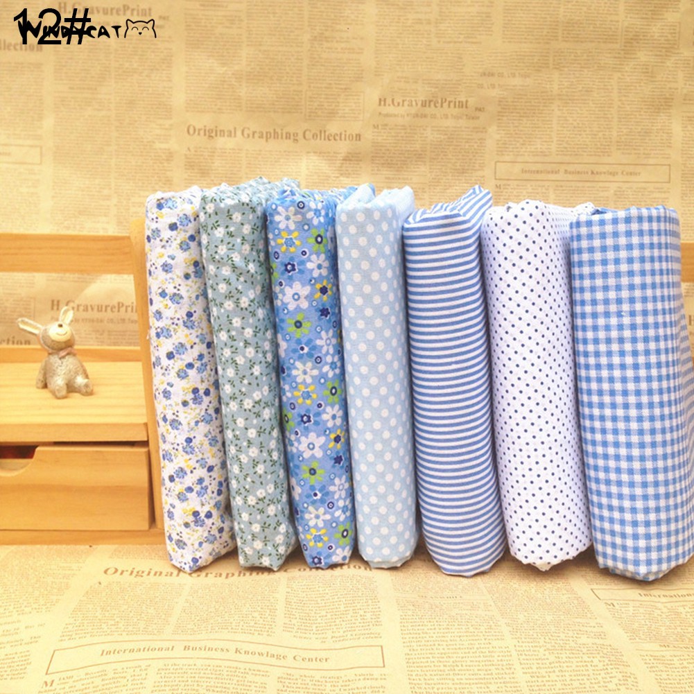 Set 7 Tấm Vải Cotton Họa Tiết Hoa Dùng Để May Vá Thủ Công