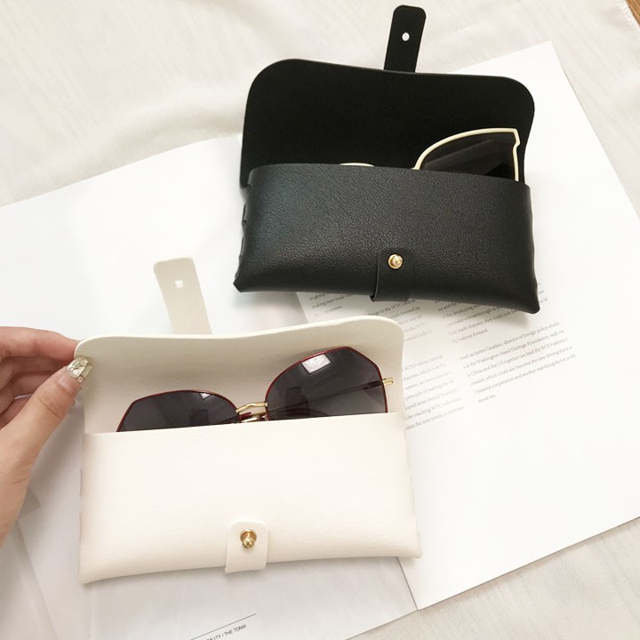 Hộp Bóp Đựng Kính Cube Vintage Da Pu Lót Nỉ Trong Chống Xước Basic Trơn Trắng Đen
