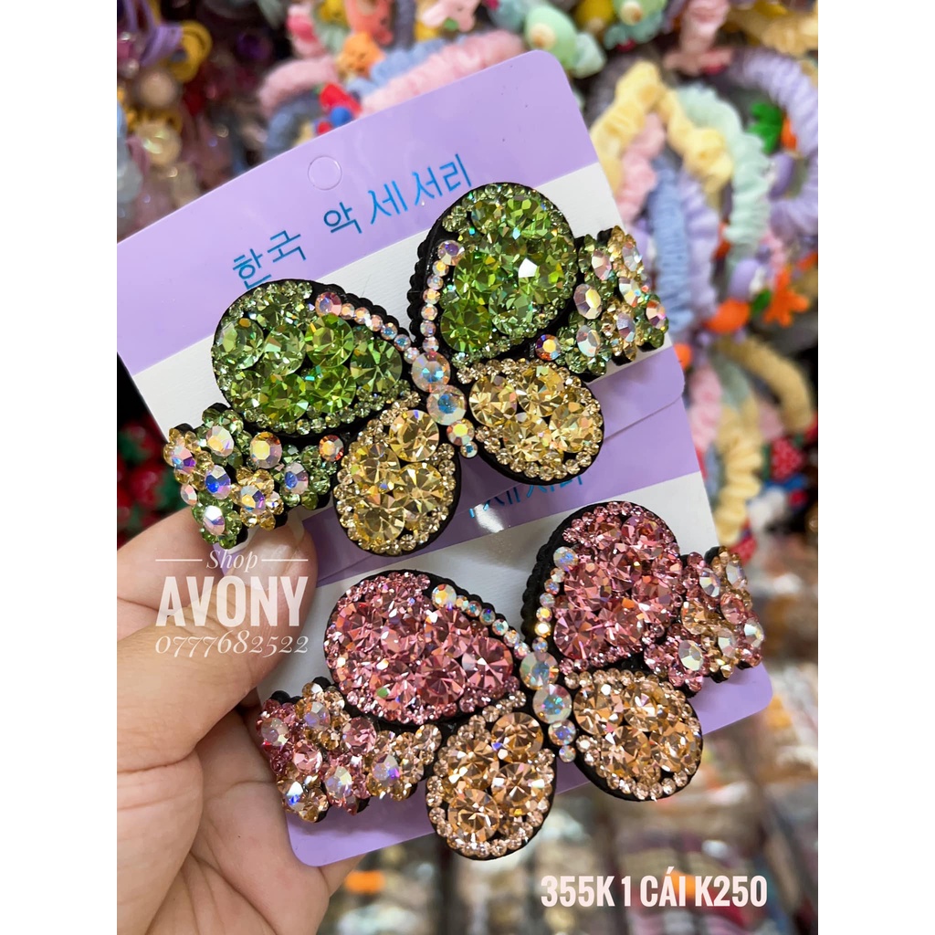 Cặp tóc - kẹp tóc đính đá màu cao cấp hình bướm phiên bản 1