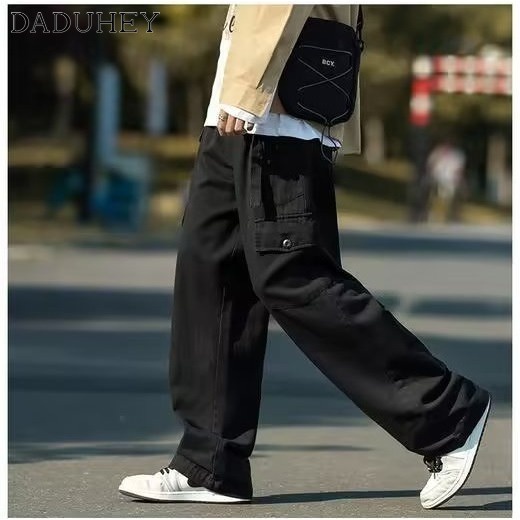 DaDuHey Japanese-Style Retro Loose Multi-Pocket Profile Overalls Men's All-Match Solid Color Casual Pants New Autumn Pants